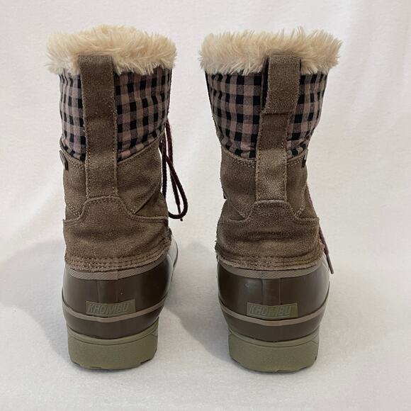 Khombu Winter Snow Boots Womens Size 8 Rubber Suede Mid Calf Fur Lined - Picture 7 of 10